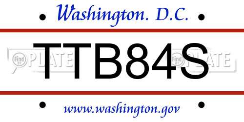 TTB84S District Of Columbia License Plate