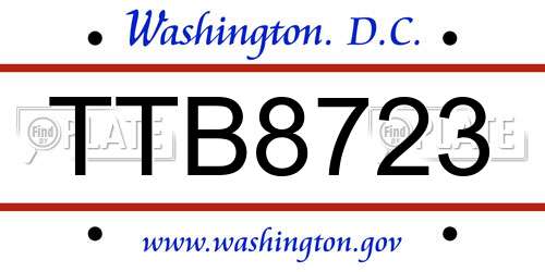 TTB8723 District Of Columbia License Plate