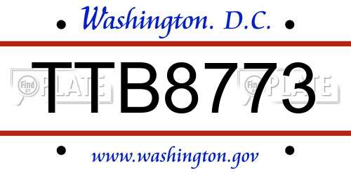 TTB8773 District Of Columbia License Plate