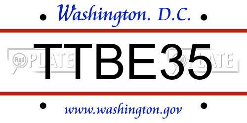 TTBE35 District Of Columbia License Plate