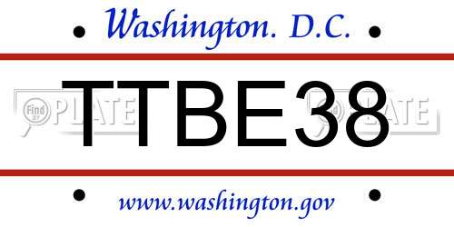 TTBE38 District Of Columbia License Plate