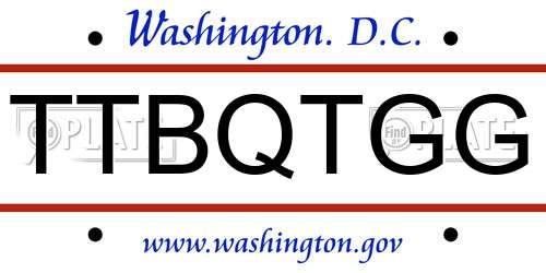 TTBQTGG District Of Columbia License Plate