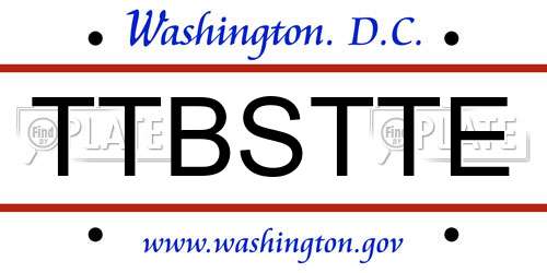 TTBSTTE District Of Columbia License Plate