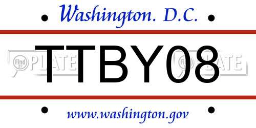 TTBY08 District Of Columbia License Plate