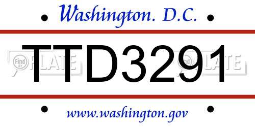 TTD3291 District Of Columbia License Plate