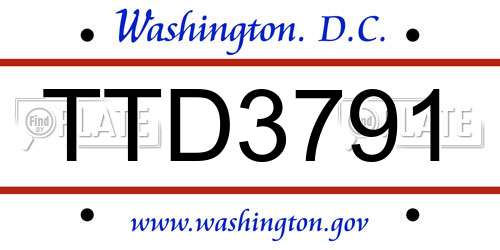 TTD3791 District Of Columbia License Plate