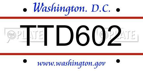 TTD602 District Of Columbia License Plate
