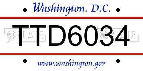 TTD6034 District Of Columbia License Plate