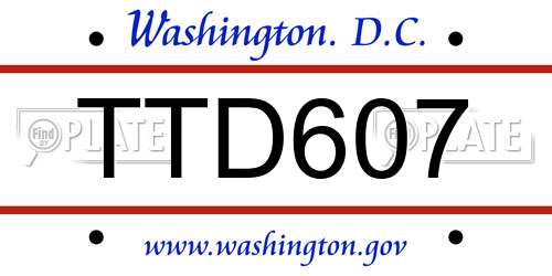 TTD607 District Of Columbia License Plate