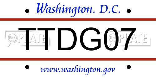 TTDG07 District Of Columbia License Plate