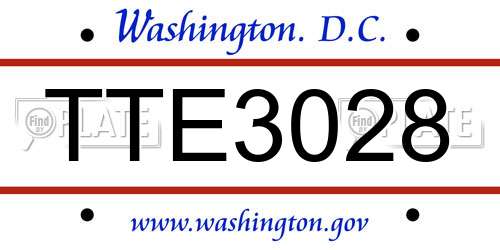 TTE3028 District Of Columbia License Plate