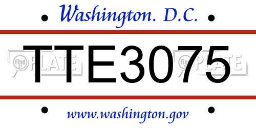 TTE3075 District Of Columbia License Plate