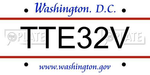 TTE32V District Of Columbia License Plate