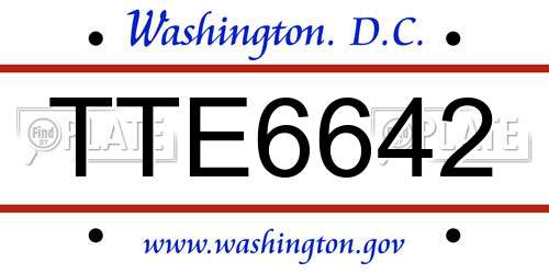 TTE6642 District Of Columbia License Plate