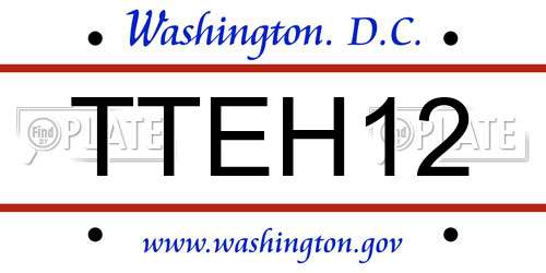 TTEH12 District Of Columbia License Plate