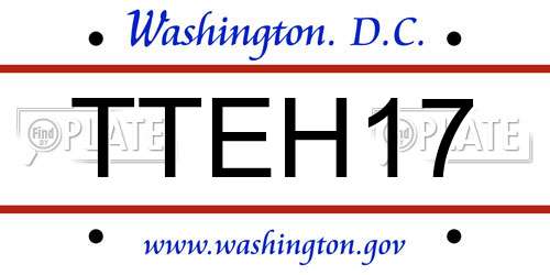 TTEH17 District Of Columbia License Plate
