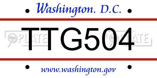 TTG504 District Of Columbia License Plate