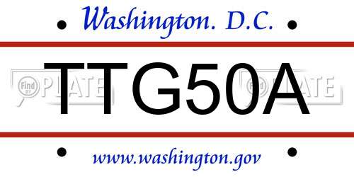 TTG50A District Of Columbia License Plate