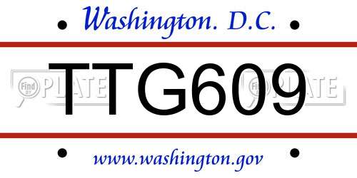 TTG609 District Of Columbia License Plate