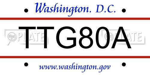 TTG80A District Of Columbia License Plate