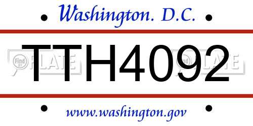 TTH4092 District Of Columbia License Plate