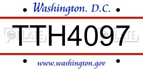 TTH4097 District Of Columbia License Plate