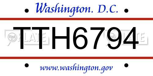 TTH6794 District Of Columbia License Plate