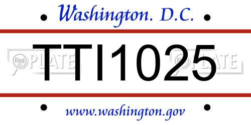 TTI1025 District Of Columbia License Plate