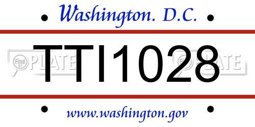 TTI1028 District Of Columbia License Plate