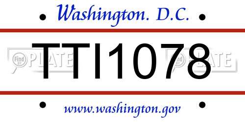TTI1078 District Of Columbia License Plate
