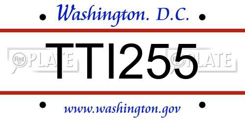 TTI255 District Of Columbia License Plate