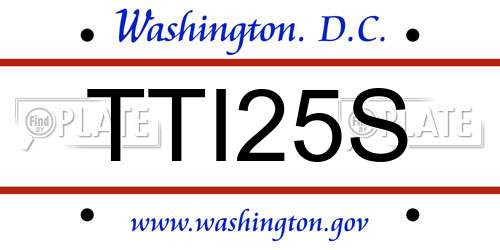 TTI25S District Of Columbia License Plate