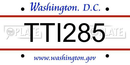 TTI285 District Of Columbia License Plate