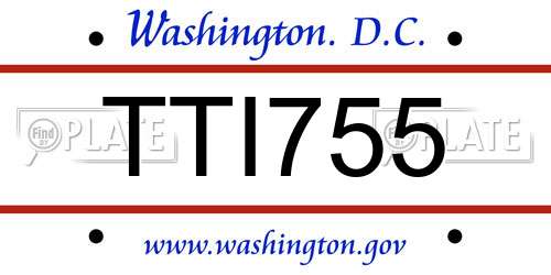 TTI755 District Of Columbia License Plate