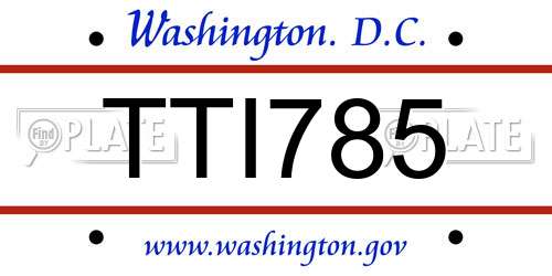 TTI785 District Of Columbia License Plate