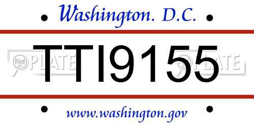 TTI9155 District Of Columbia License Plate