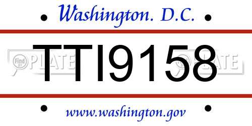 TTI9158 District Of Columbia License Plate