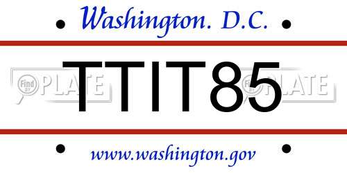 TTIT85 District Of Columbia License Plate