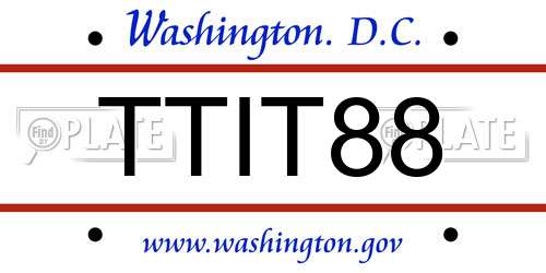 TTIT88 District Of Columbia License Plate