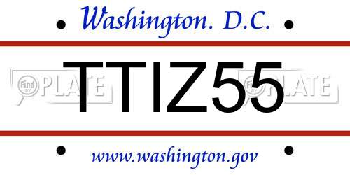 TTIZ55 District Of Columbia License Plate