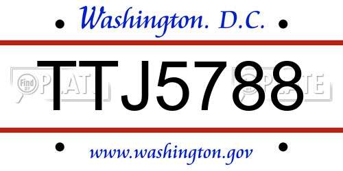 TTJ5788 District Of Columbia License Plate