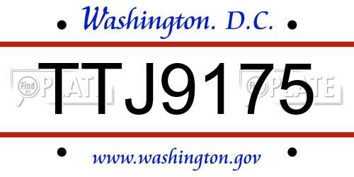 TTJ9175 District Of Columbia License Plate