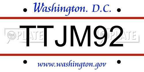 TTJM92 District Of Columbia License Plate
