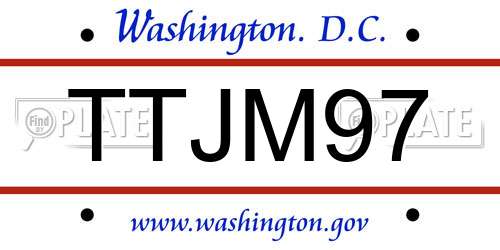TTJM97 District Of Columbia License Plate