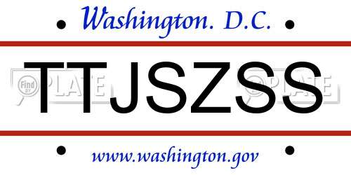 TTJSZSS District Of Columbia License Plate
