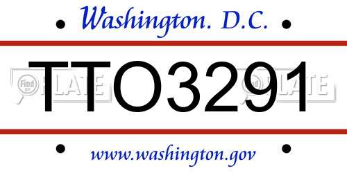 TTO3291 District Of Columbia License Plate
