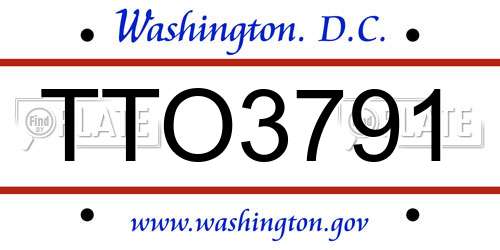 TTO3791 District Of Columbia License Plate