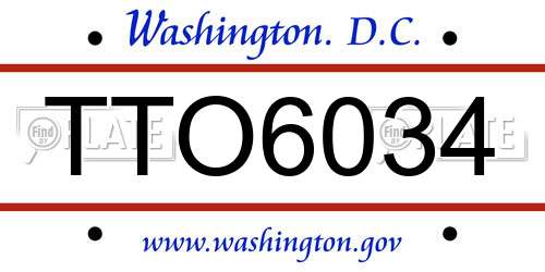 TTO6034 District Of Columbia License Plate