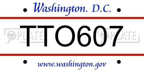 TTO607 District Of Columbia License Plate