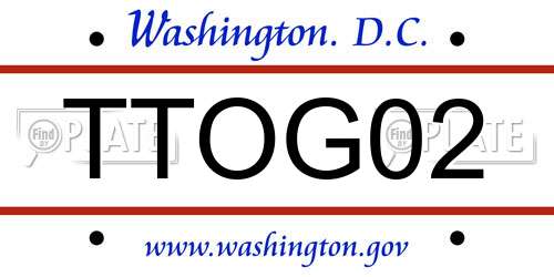 TTOG02 District Of Columbia License Plate